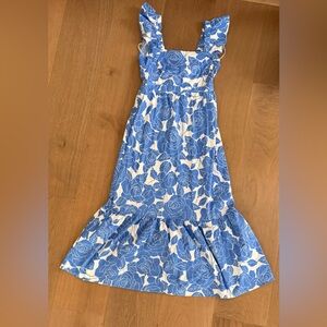 London Times Blue and White Floral Maxi Dress